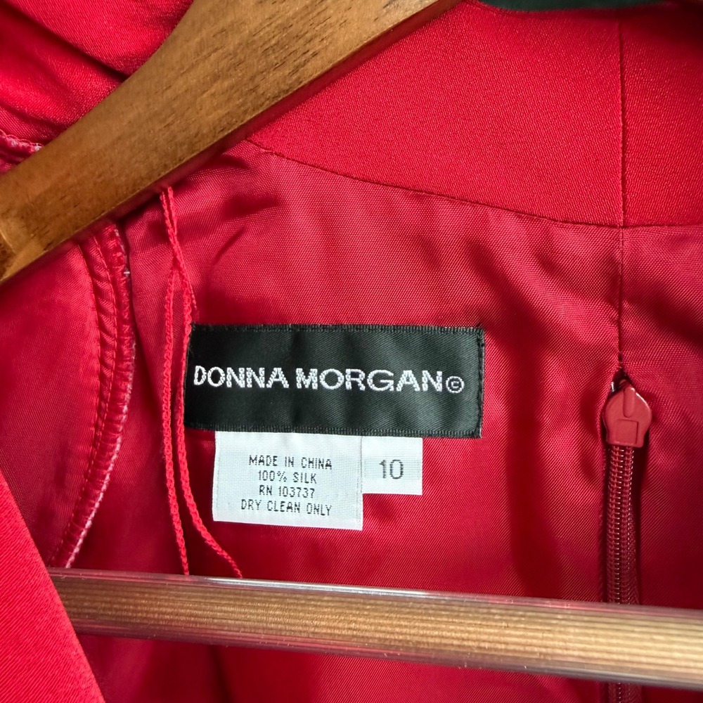 Donna Morgan Silk Wrap Midi Dress Pink Long Sleeve Cocktail Size 10 - Picture 6 of 10